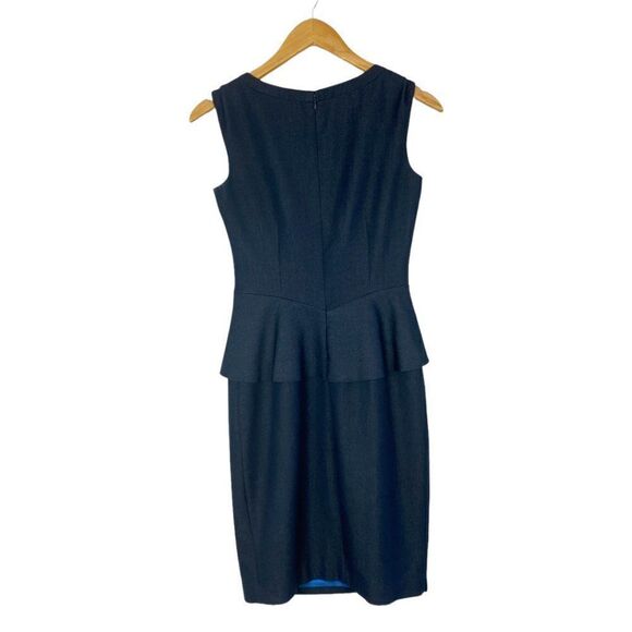 Tahari women's Navy Blue Lined Sleeveless Peplum Sheath Dress US 2 - Picture 2 of 9
